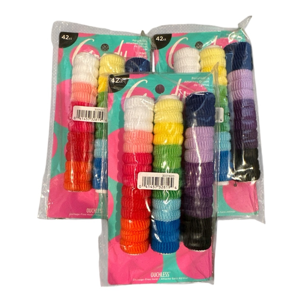 Goody Ouchless Ponytail Holders for Fine Hair – 3 Packs (42 Ct Each)